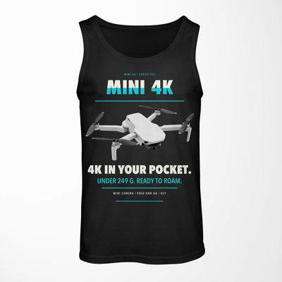 DJI Mini 4K design on black tank top