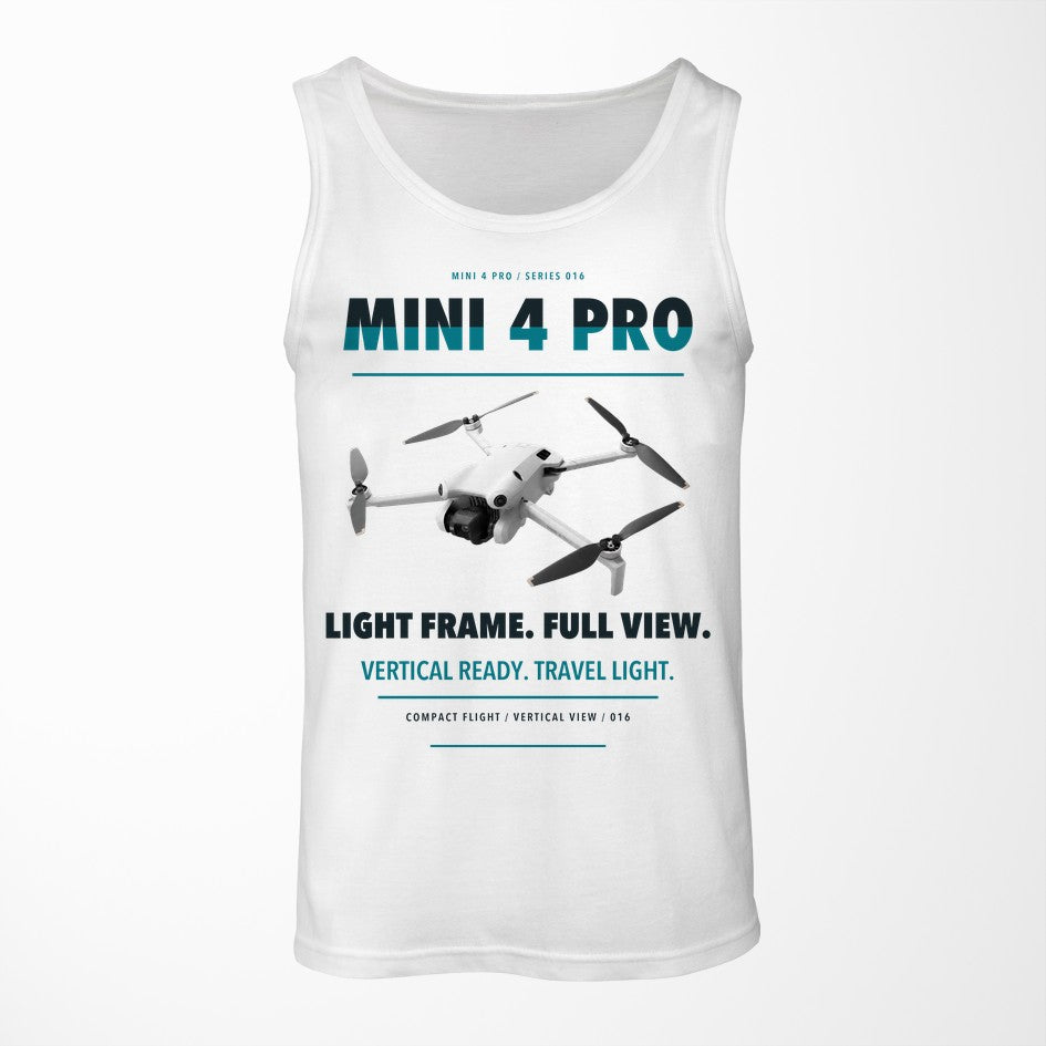 DJI Mini 4 Pro design on white tank top