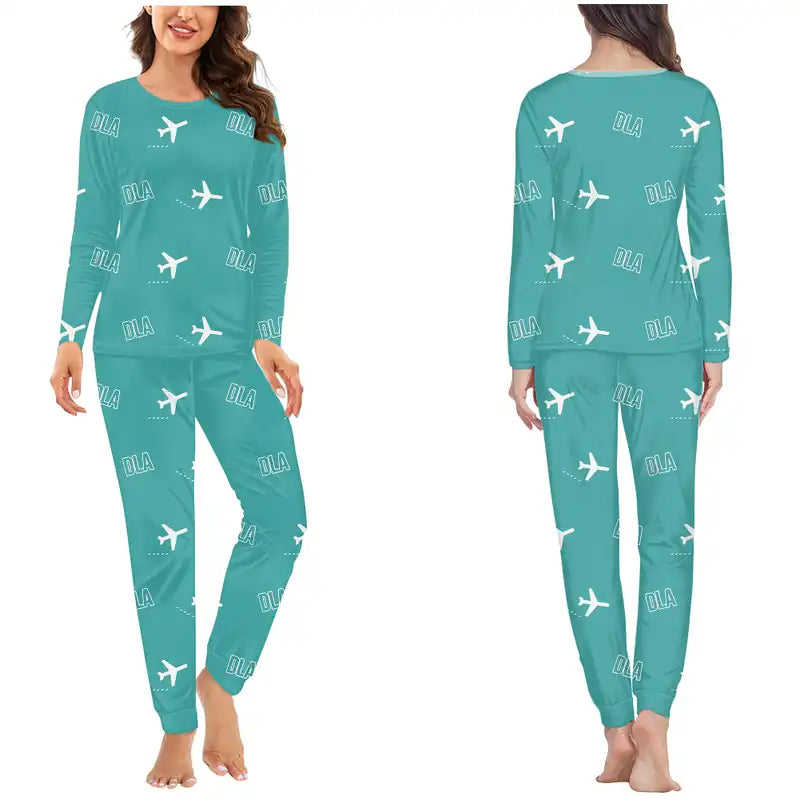 Douala International Airport (DLA) Pajamas - Women Pajamas - Turquoise