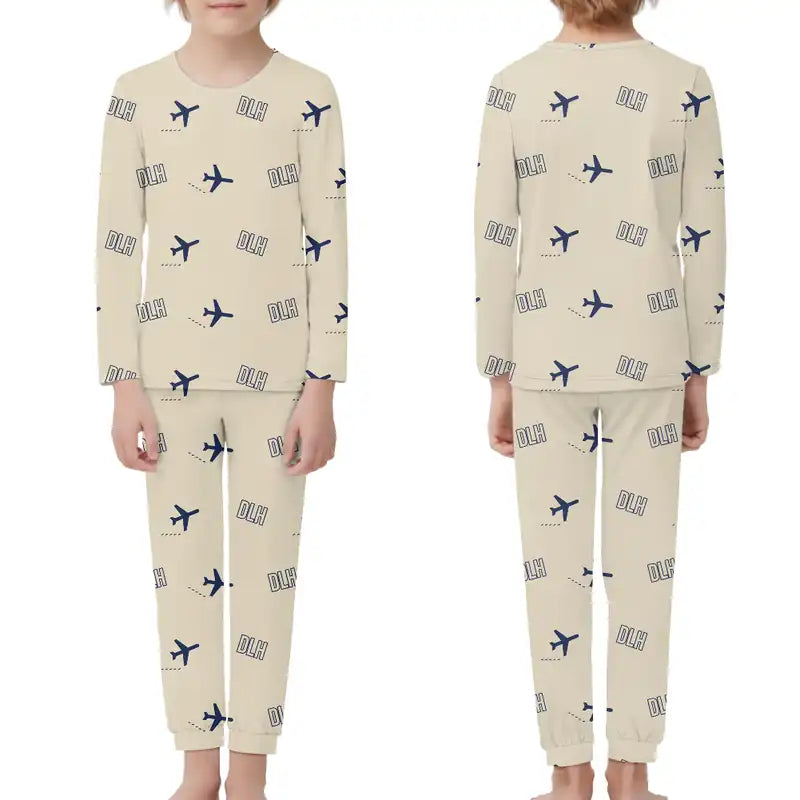 Duluth International Airport (DLH) Pajamas - Children Pajamas - Beige