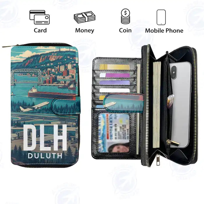 Duluth International Airport (DLH) Leather Wallets - Zip Long Wallet - Scene