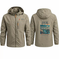 Thumbnail for Dalaman Airport (DLM) Stylish Jackets - Hooded Windbreaker - Poster - Khaki