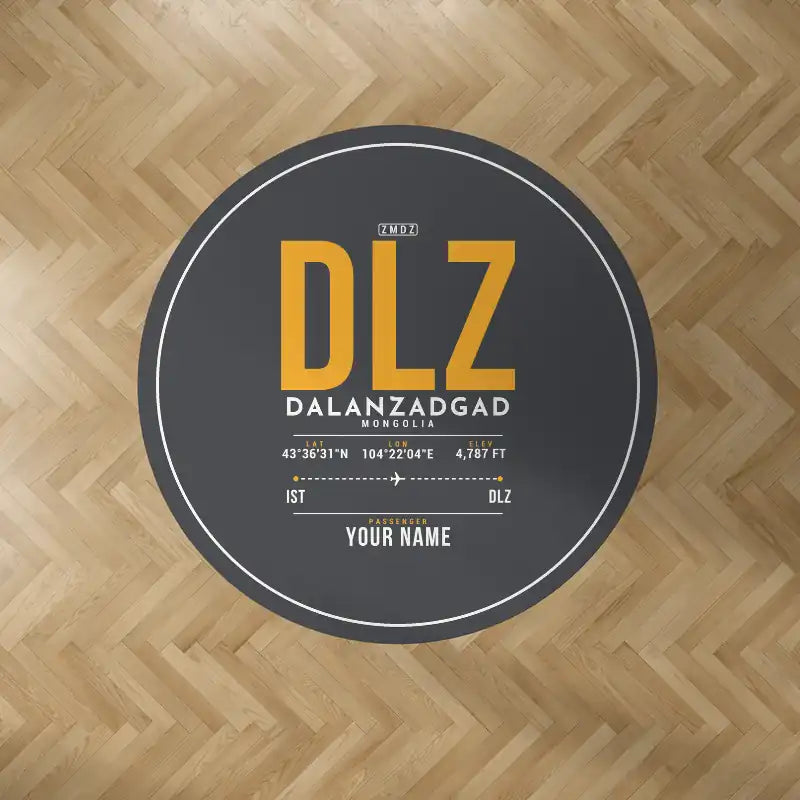 Dalanzadgad Airport (DLZ) Carpets - Carpet Round - ID Tag + Name - Dark Gray V2