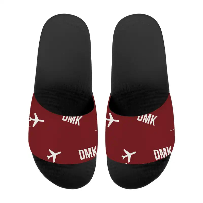 Don Mueang International Airport Bangkok (DMK) Slippers & Flip Flops - Slippers - Sport - Pattern - Dark Red