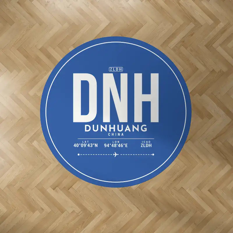 Dunhuang Mogao International Airport (DNH) Carpets - Carpet Round - ID Tag - Blue V2