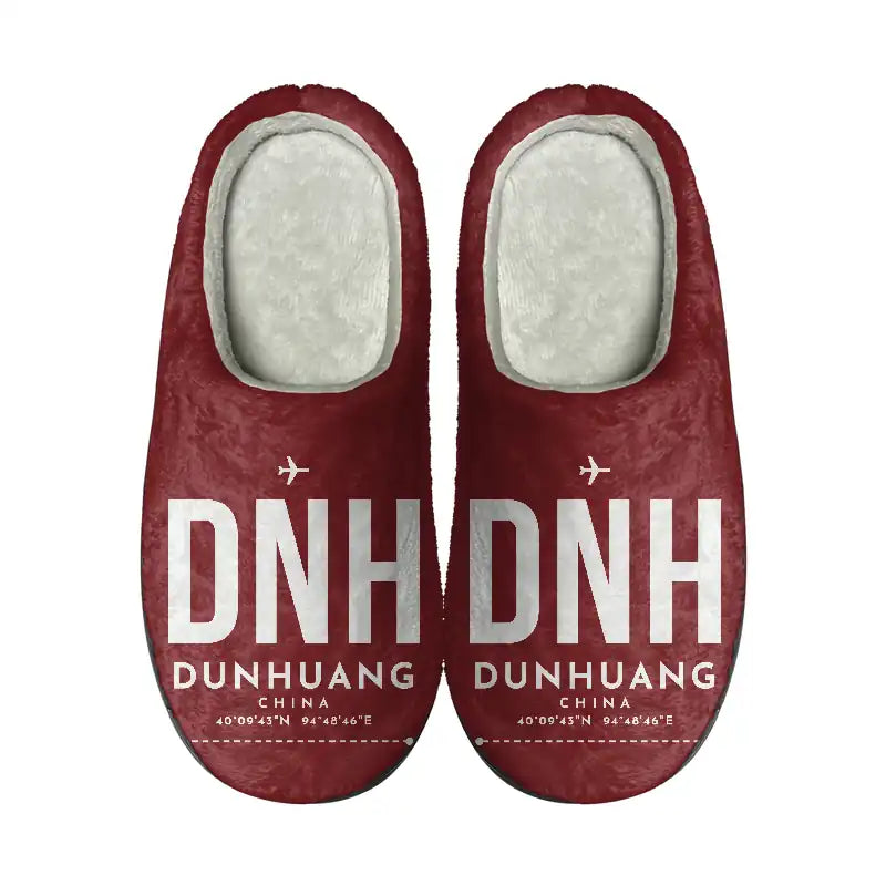 Dunhuang Mogao International Airport (DNH) Slippers & Flip Flops - Slippers - Cotton - Code - Same - Dark Red