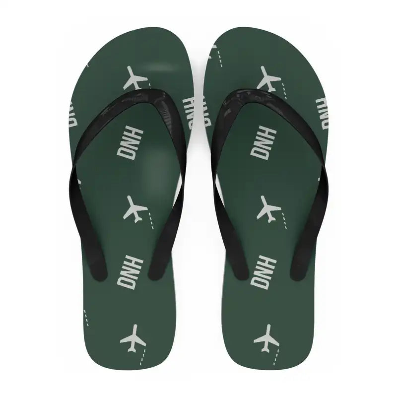 Dunhuang Mogao International Airport (DNH) Slippers & Flip Flops - Slippers - Flip Flops - Pattern - Dark Green