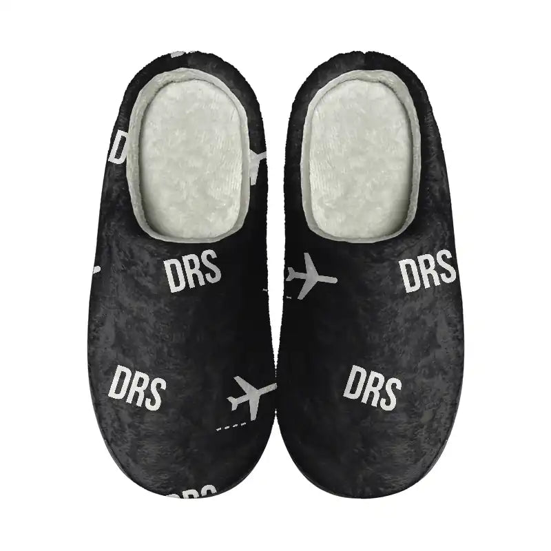 Dresden Airport (DRS) Slippers & Flip Flops - Slippers - Cotton - Pattern - Black