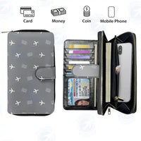 Thumbnail for Dresden Airport (DRS) Leather Wallets - Zip Long Wallet - Pattern - Gray