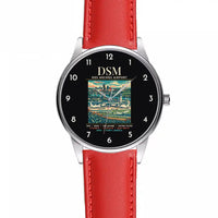 Thumbnail for Des Moines International Airport (DSM) Aviator Watches - Poster - Leather Strap - Red Leather Strap