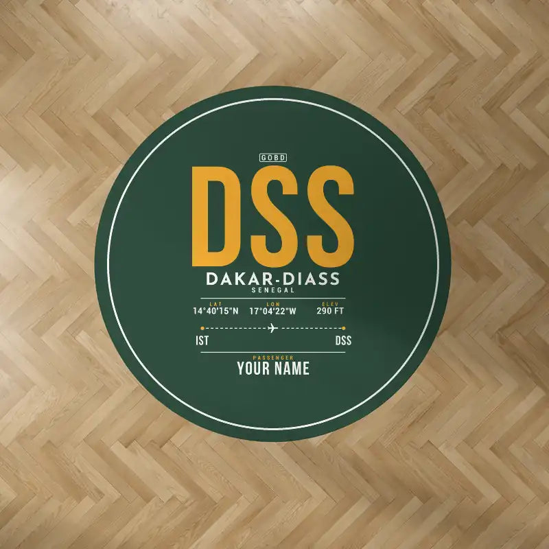 Blaise Diagne International Airport (DSS) Carpets - Carpet Round - ID Tag + Name - Dark Green V2