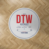 Thumbnail for Detroit Metropolitan Wayne County Airport (DTW) Carpets - Carpet Round - ID Tag + Name - Light Gray V2