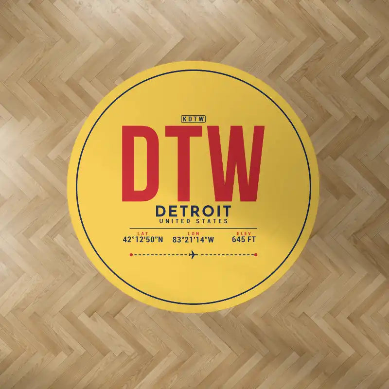 Detroit Metropolitan Wayne County Airport (DTW) Carpets - Carpet Round - ID Tag - Yellow V2