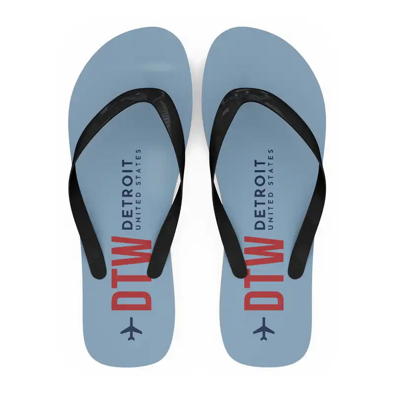 Detroit Metropolitan Wayne County Airport (DTW) Slippers & Flip Flops - Slippers - Flip Flops - Code - Light Blue