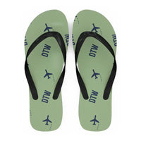 Thumbnail for Detroit Metropolitan Wayne County Airport (DTW) Slippers & Flip Flops - Slippers - Flip Flops - Pattern - Light Green
