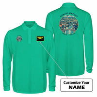 Thumbnail for Dublin Airport (DUB) Premium Polo T-Shirts - Badge + Name - Long Sleeve - Green