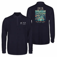 Thumbnail for Dublin Airport (DUB) Premium Polo T-Shirts - Poster - Long Sleeve - Dark Blue