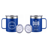 Thumbnail for Dublin Airport (DUB) Stainless Steel Mugs - ID Tag + Custom Back - Stainless Steel Mug - 14 oz / 400ML - Blue