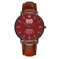 Thumbnail for Dunedin Airport (DUD) Aviator Watches - Classic - Dark Red - Slim Leather - Black & Brown Leather Strap