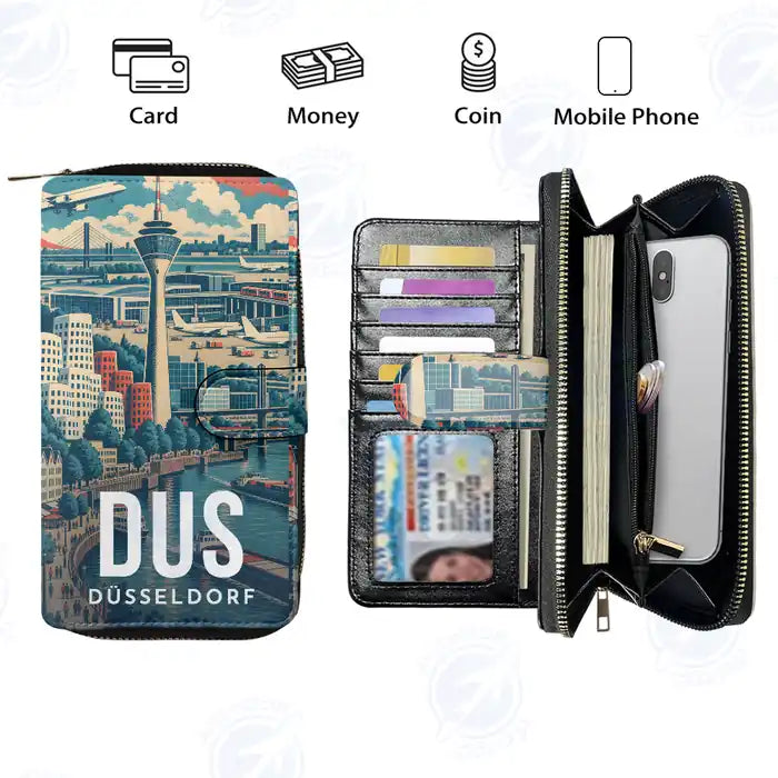 Düsseldorf Airport (DUS) Leather Wallets - Zip Long Wallet - Scene