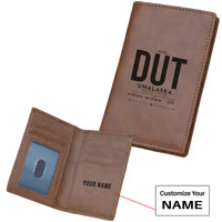 Thumbnail for Dutch Harbor Unalaska Airport (DUT) Leather Wallets - Card Holder Wallet - Dark - Tag + Name