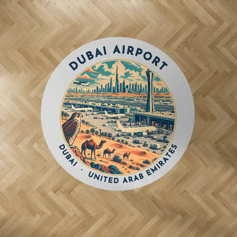 Al Maktoum International Airport (DWC) Carpets - Carpet Round - Badge - Light Gray