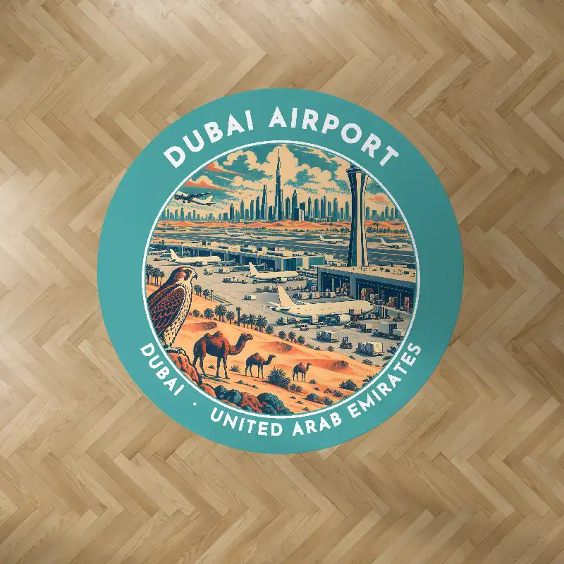 Al Maktoum International Airport (DWC) Carpets - Carpet Round - Badge - Turquoise