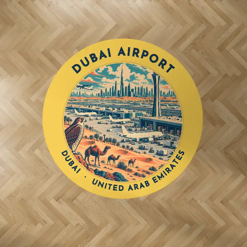 Al Maktoum International Airport (DWC) Carpets - Carpet Round - Badge - Yellow