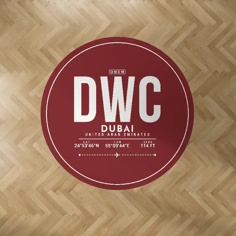 Al Maktoum International Airport (DWC) Carpets - Carpet Round - ID Tag - Dark Red