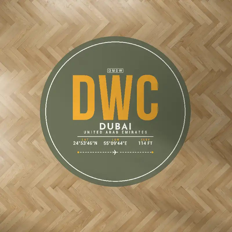 Al Maktoum International Airport (DWC) Carpets - Carpet Round - ID Tag - Green Army