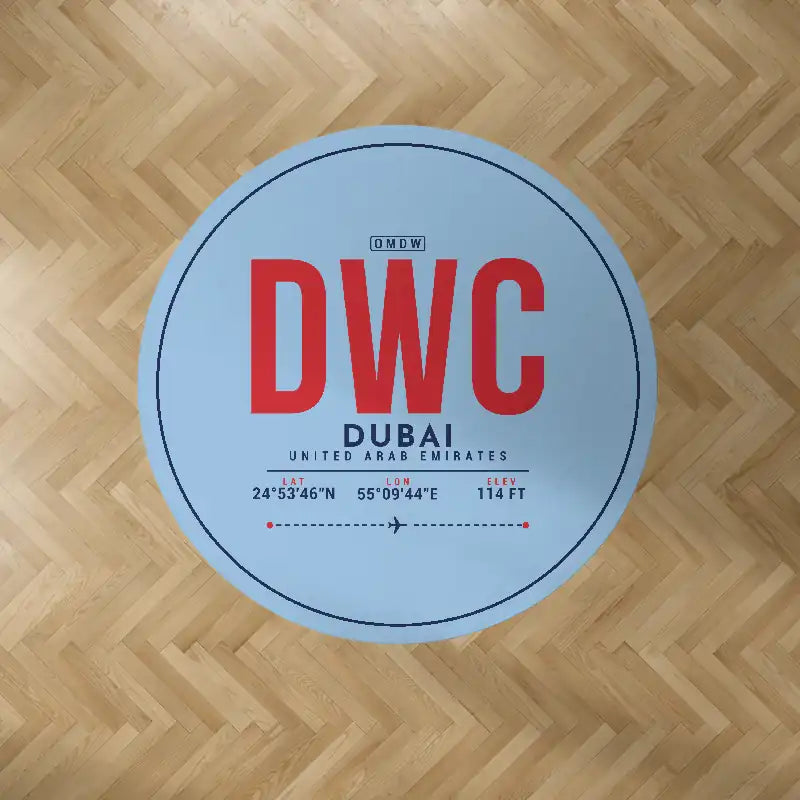 Al Maktoum International Airport (DWC) Carpets - Carpet Round - ID Tag - Light Blue