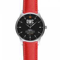 Thumbnail for Al Maktoum International Airport (DWC) Aviator Watches - Classic - Black - Leather Strap - Red Leather Strap