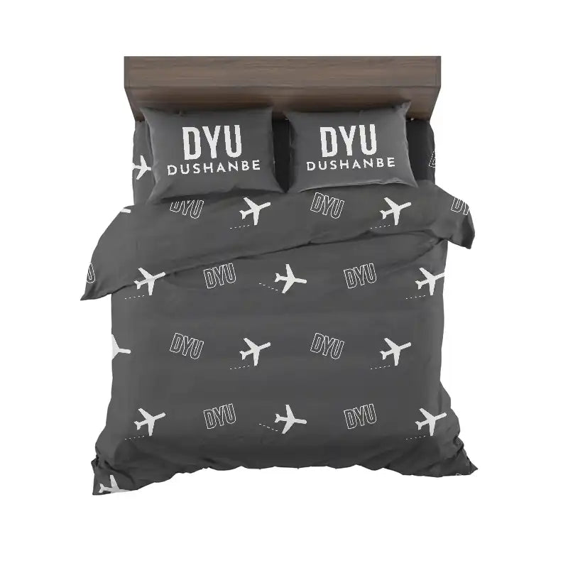 Dushanbe International Airport (DYU) Bedding Sets & Blankets - Bedding Set - Pattern - Black