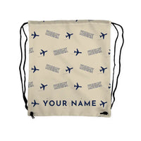 Thumbnail for Daher Kodiak 100 Series III - Drawstring Bag - 3D Pattern + Name - Beige
