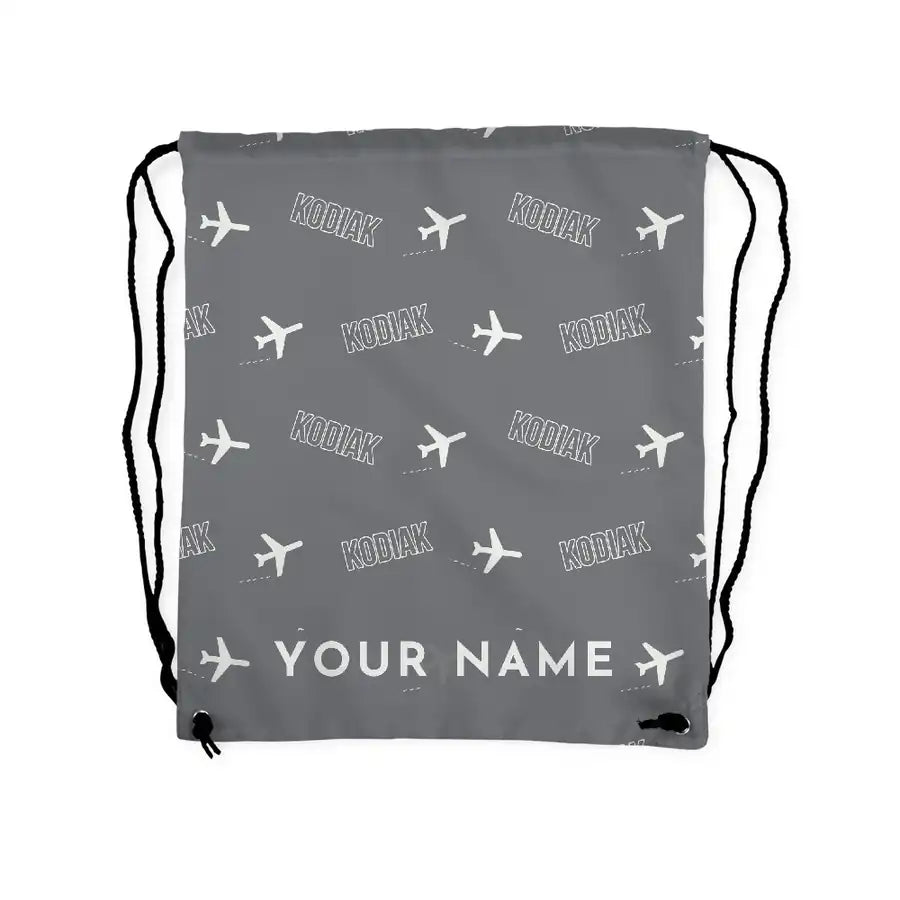 Daher Kodiak 100 Series III - Drawstring Bag - 3D Pattern + Name - Gray