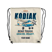 Thumbnail for Daher Kodiak 100 Series III - Drawstring Bag - Cartoon + Name - Beige