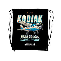 Thumbnail for Daher Kodiak 100 Series III - Drawstring Bag - Cartoon + Name - Black