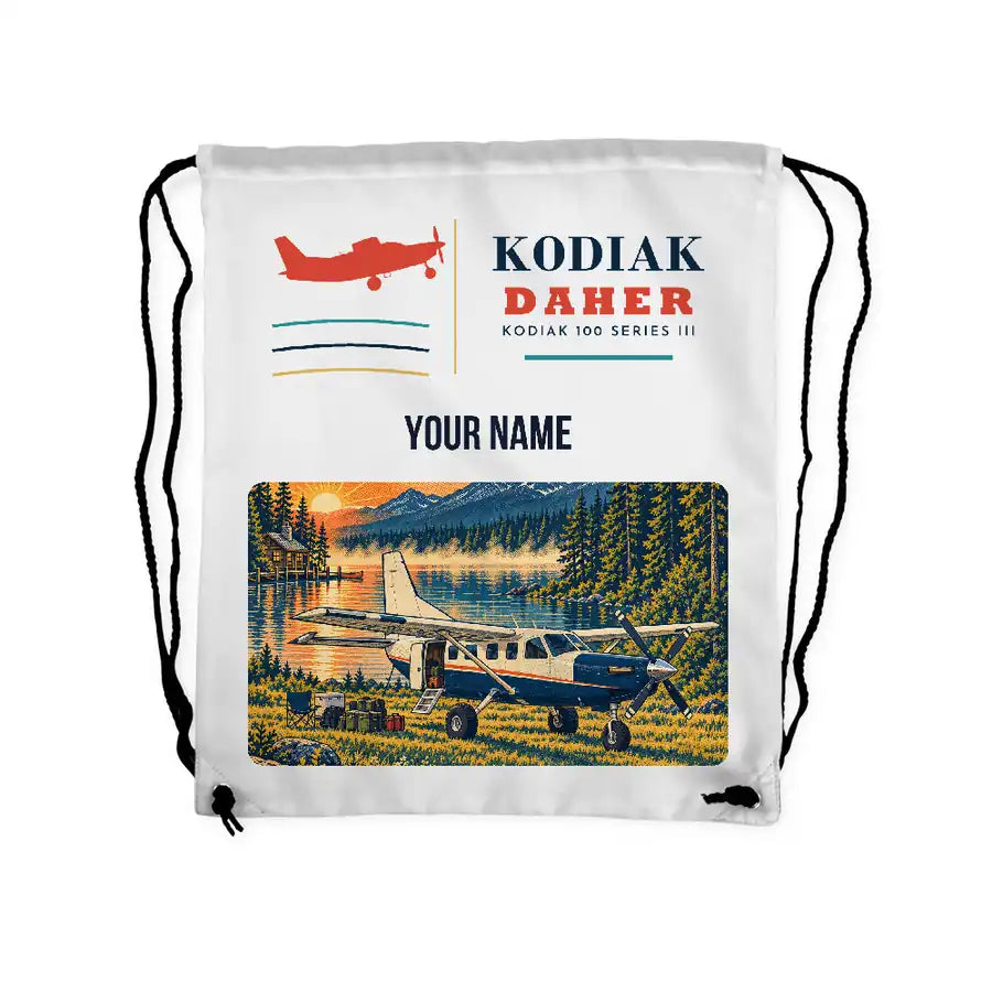 Daher Kodiak 100 Series III - Drawstring Bag - Classic + Name - White