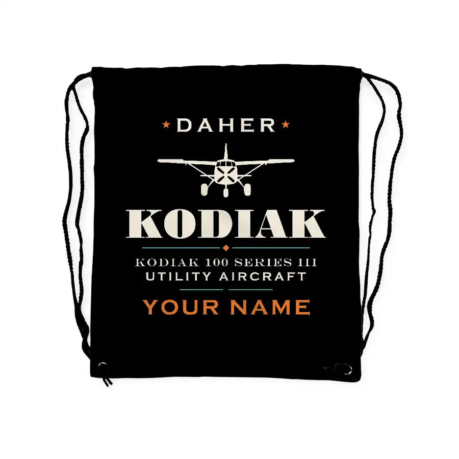 Daher Kodiak 100 Series III - Drawstring Bag - Heritage + Name - Black