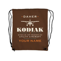 Thumbnail for Daher Kodiak 100 Series III - Drawstring Bag - Heritage + Name - Brown
