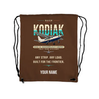 Thumbnail for Daher Kodiak 100 Series III - Drawstring Bag - Original + Name - Brown