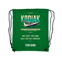 Thumbnail for Daher Kodiak 100 Series III - Drawstring Bag - Original + Name - Green