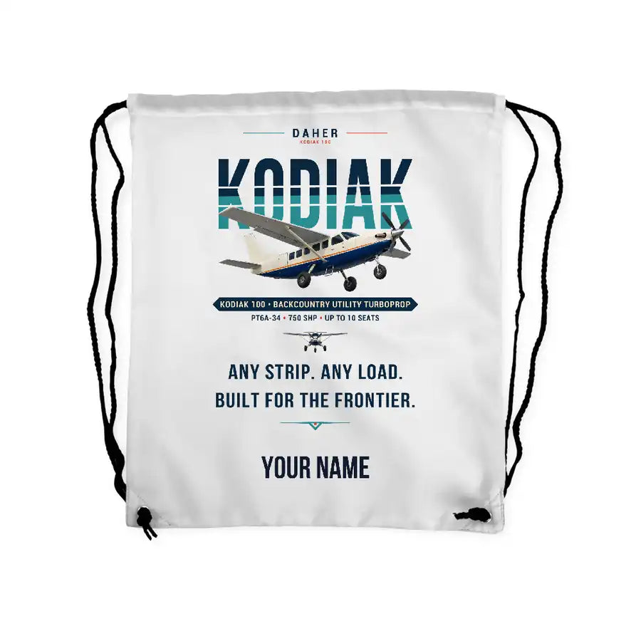 Daher Kodiak 100 Series III - Drawstring Bag - Original + Name - White