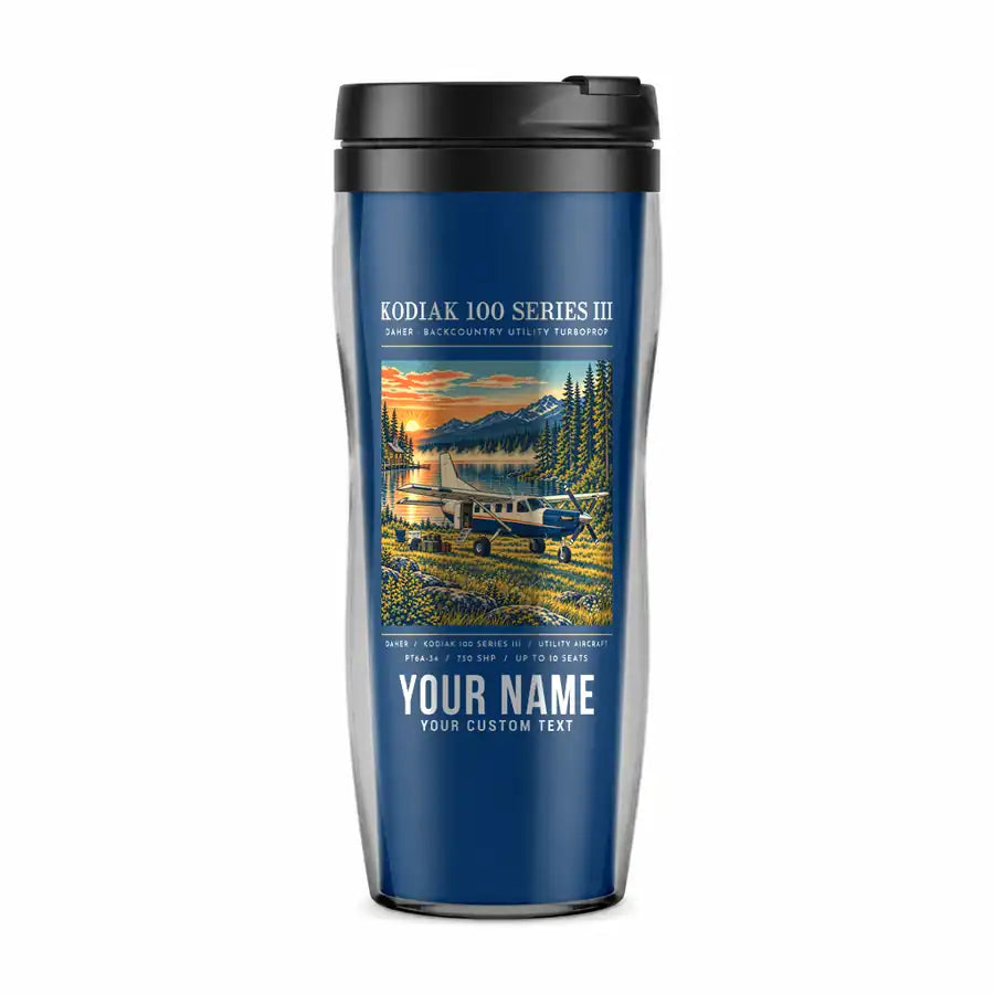 Daher Kodiak 100 Series III - Poster + Name - Plastic (No Holder) - Blue