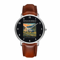 Thumbnail for Daher Kodiak 100 Series III - Poster - Slim Leather - Silver and Brown Leather Strap