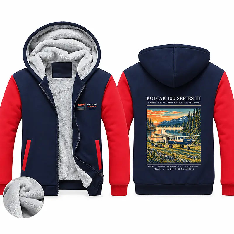 Daher Kodiak 100 Series III Zipped Sweatshirts - Poster - Navy & Red