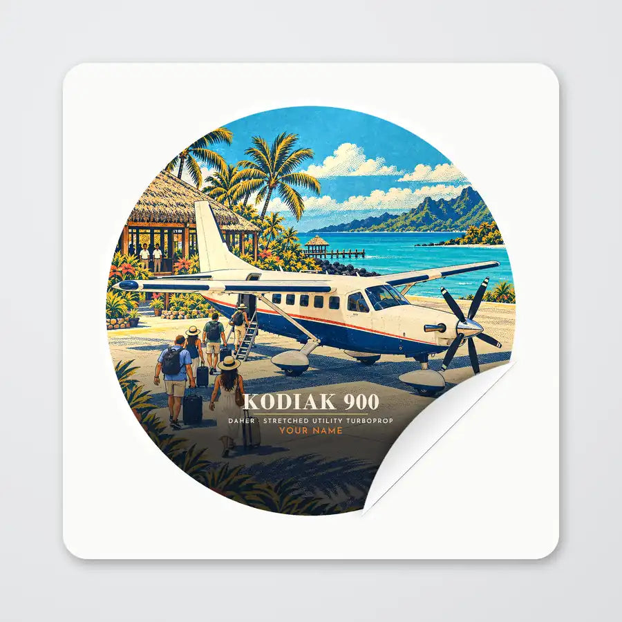 Daher Kodiak 900 - 3D + Name - Circle Sticker - Peel