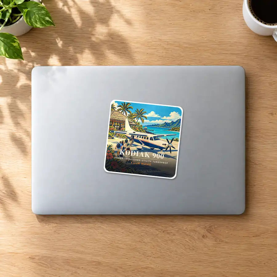 Daher Kodiak 900 - 3D + Name - Square Sticker - MacBook
