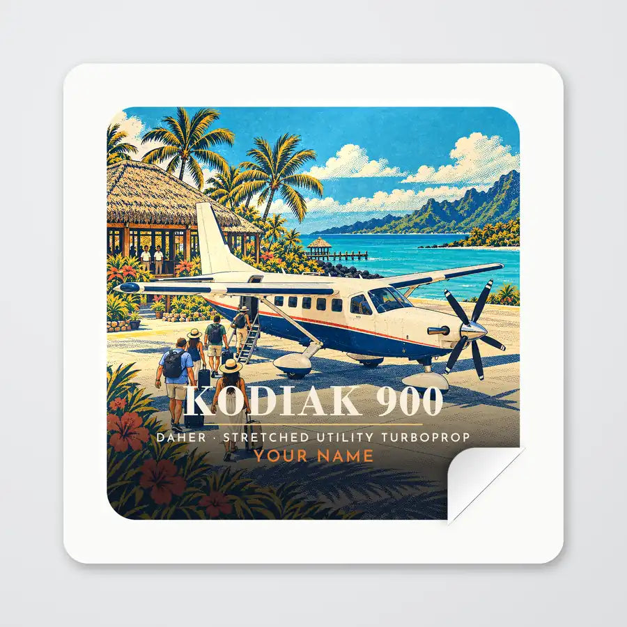 Daher Kodiak 900 - 3D + Name - Square Sticker - Peel