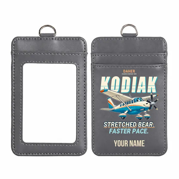Daher Kodiak 900 - Cartoon - ID Card Holder - Gray + Name